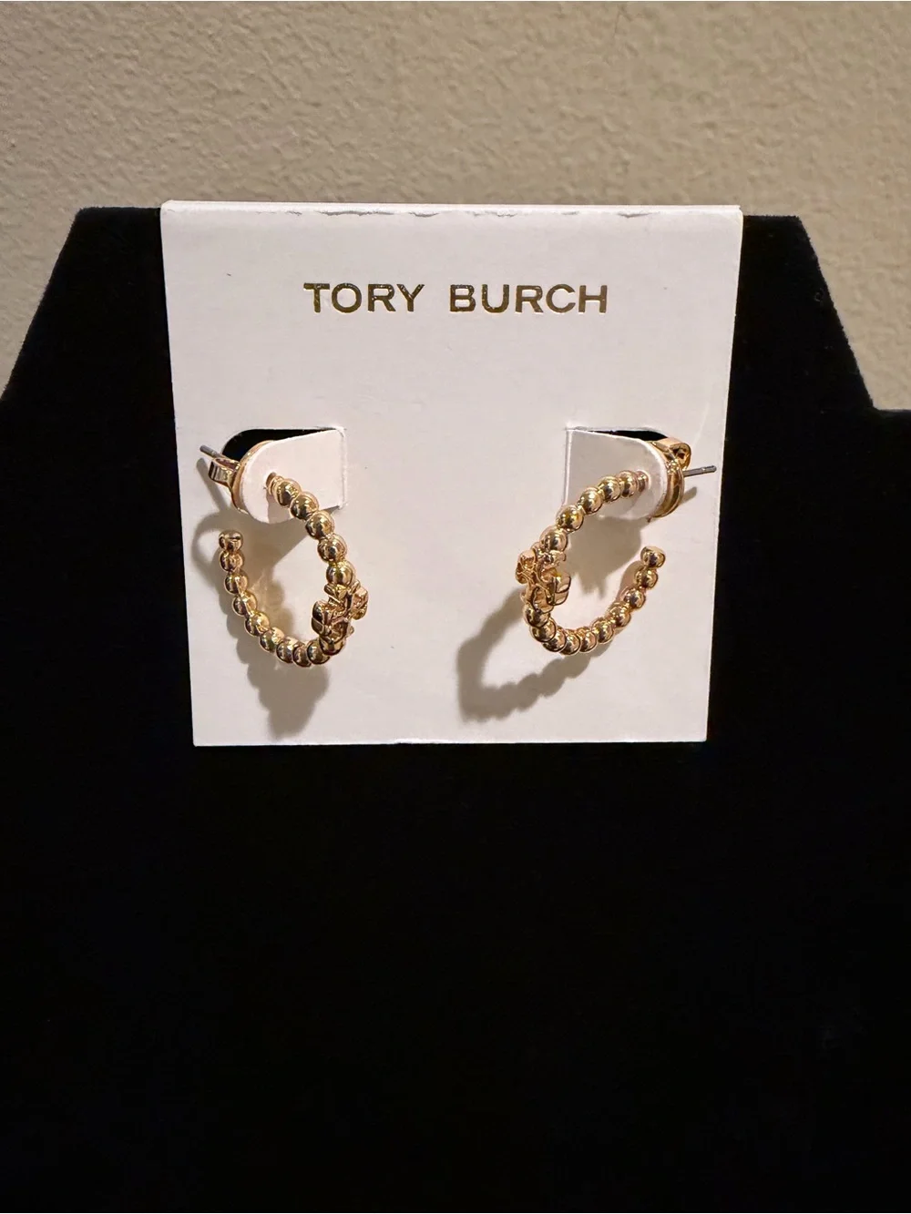 Tory Burch Gold Beaded Hoop Earrings